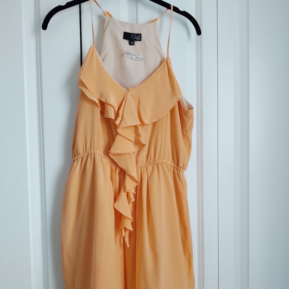 NWT Nell Couture 100% Silk Ruffle Front Dress